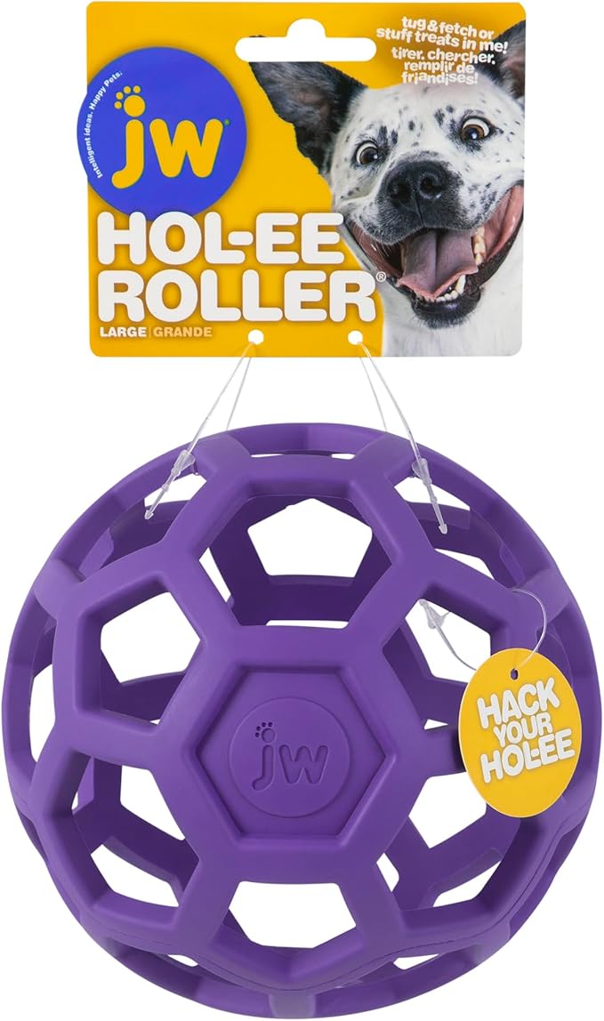 JW Pet Hol-ee Roller Dog Toy Puzzle Ball, Natural Rubber, Colors May Vary - Image 3