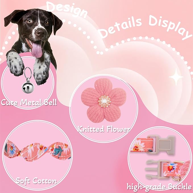 Small Dog Collar with Flower, Puppy Collar - Image 2