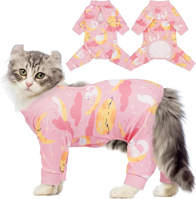 QBLEEV Cat Onesie for Cats After Surgery, Sticky Hair Cat Pajamas for Cats Only by QBLEEV