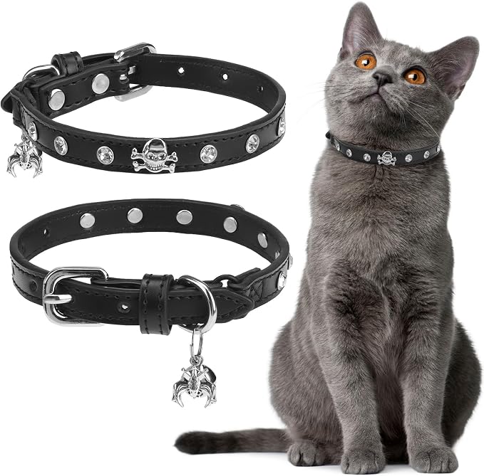 EXPAWLORER Cat Collar for Girl Boy Cats- Adjustable Leather Pet Collar by EXPAWLORER