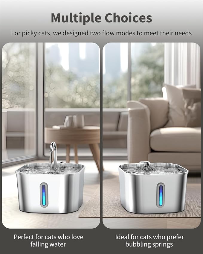 Cat Water Fountain Stainless Steel, 74oz/2.2L Automatic Cat Drinking Fountain - Image 4