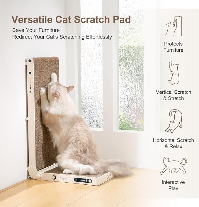 Cat Scratcher, 25.3 Inch Double Sided L Shape Cat Scratching Board, No Assembly - Image 2