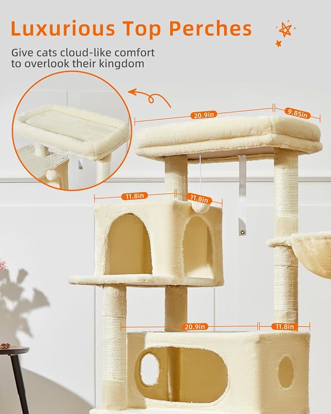 Taoqimiao Cat Tree, 49-Inch Cat Tower - Image 7