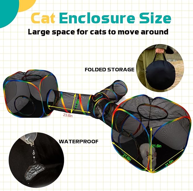 LUCKITTY Outdoor Rainbow Cat Enclosures Playground, Outside House - Image 3