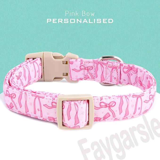 Faygarsle Cute Pink Bow Pattern Dog Collar - Image 2