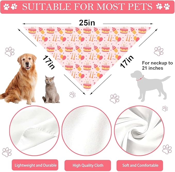 Birthday Dog Bandanas, Double Side Reversible Large Pet Bandanas, Adjustable - Image 6