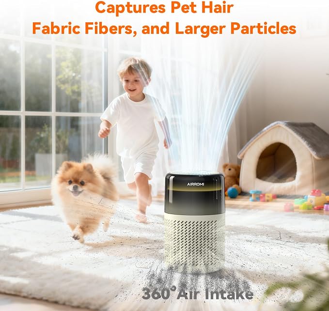 AIRROMI HEPA Air Purifier for Bedroom&Home, Pet Air Purifier for Home Pets - Image 3