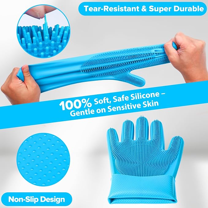 6PCS Pet Grooming Kit for Dogs, Cats and Horses | Dog Washing Gloves | Dog Bath - Image 4