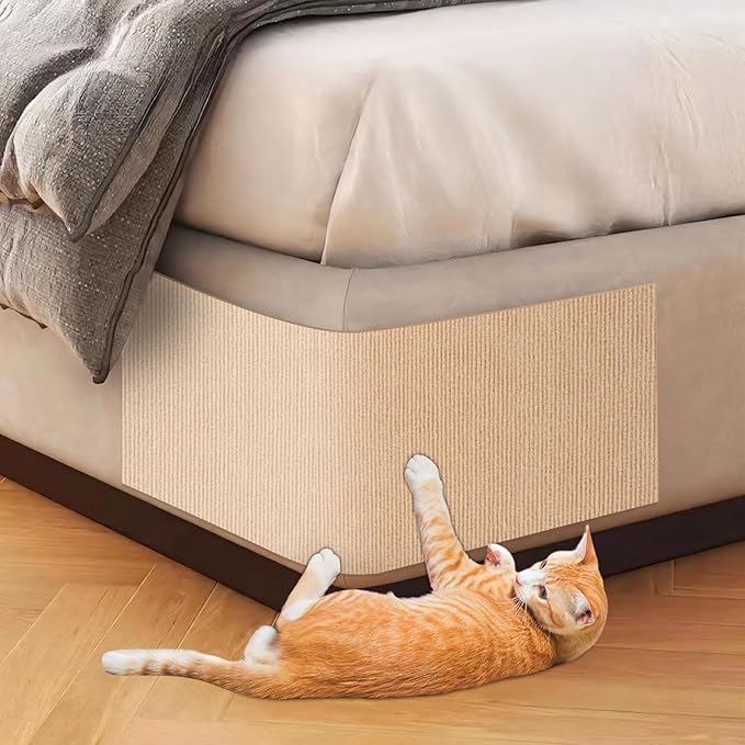Bed Cat Scratcher Pad, 47.2"x15.8"Cat Scratching Mat, Self-Adhesive Trimmable by ENONCI
