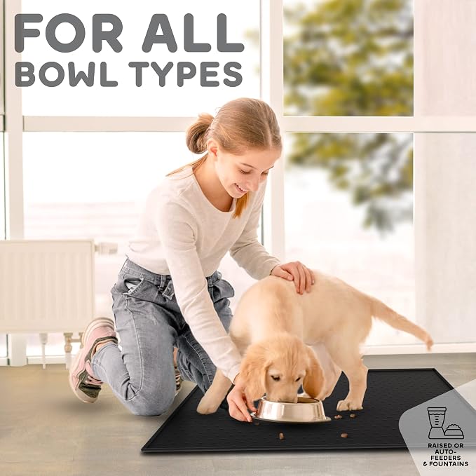 Dog Food Mat - 24x15” Large Silicone Pet Food Mat, Raised Edges - Image 6