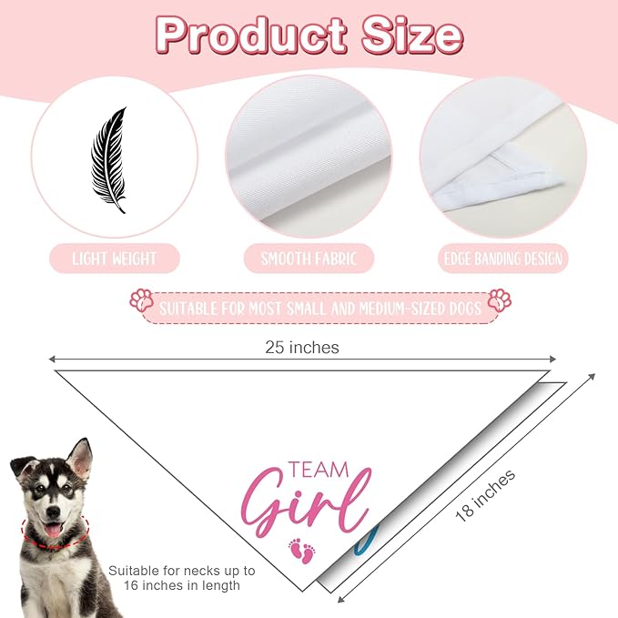 2 Packs Team Girl Team Boy Gender Reveal Baby Announcement Dog Bandana Pet - Image 2