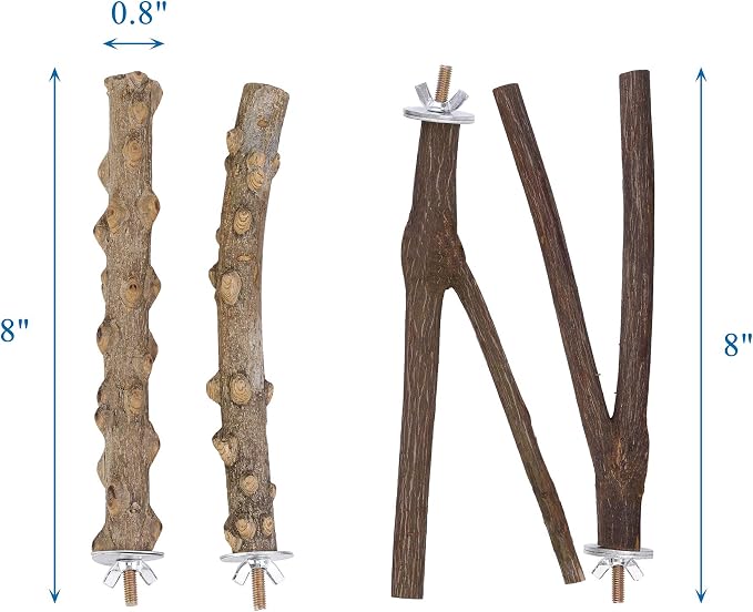 Mogoko 4 Pcs Bird Perches Parrot Stand Natural Wood Perch Parakeet Toys Bird - Image 3