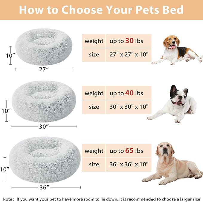 WNPETHOME Donut Dog Beds Large Sized Dog, Anti-Anxiety Caming Large Pet Bed - Image 3