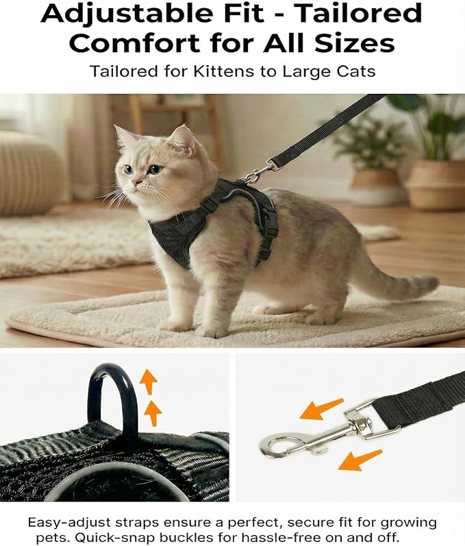 Luxelle 2 Pack Escape-Proof Cat Harness and Leash Set - Image 4