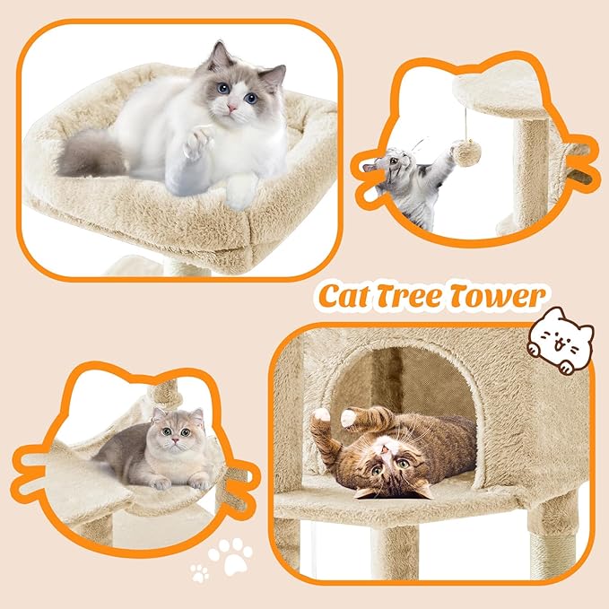 Sweetcrispy 44 inch Cat Tree Tower, Small Cat Climbing Tower - Image 6