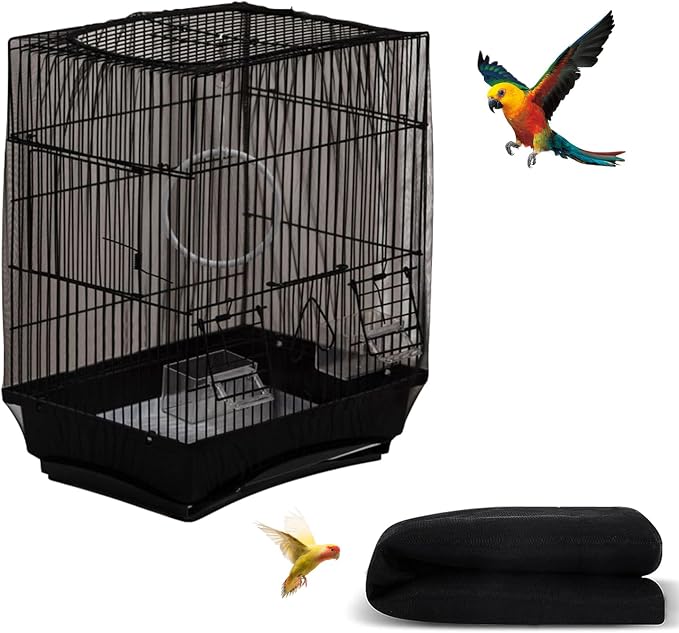 Bird Cage Seed Catcher, Seed Catcher Guard Net Cover, Parrot Nylon Mesh Net by DECKALY