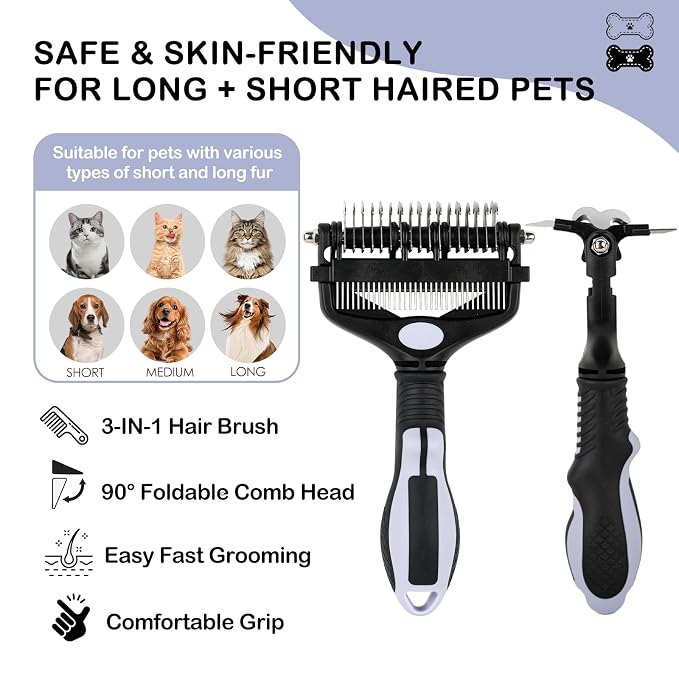 3-IN-1 Pet Deshedding and Grooming Tool, Grooming Brush - Image 7