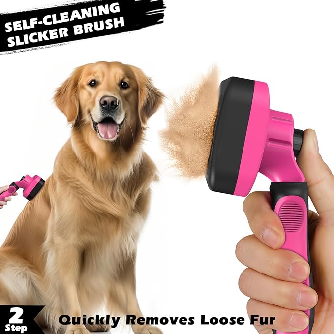 3PCS Self Cleaning Slicker Brush & Pet Grooming Rake & Flea Comb - Image 4