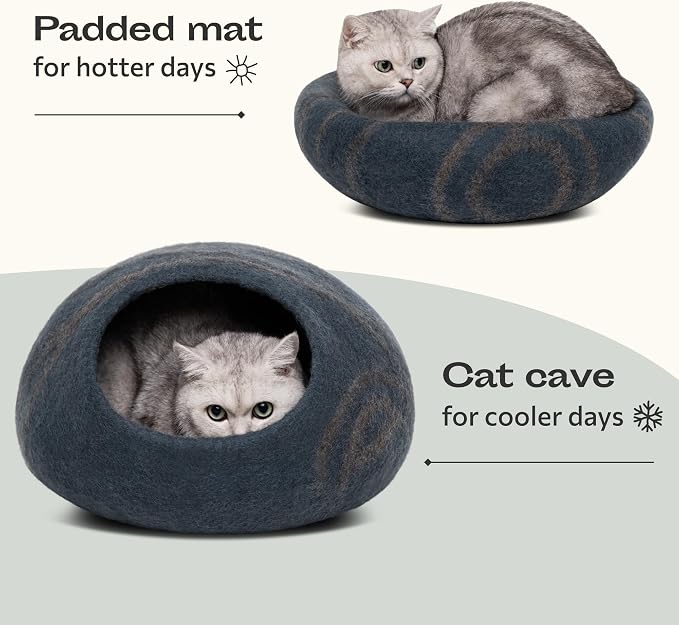 MEOWFIA Cat Cave – Premium Felt Cat Bed - Image 4