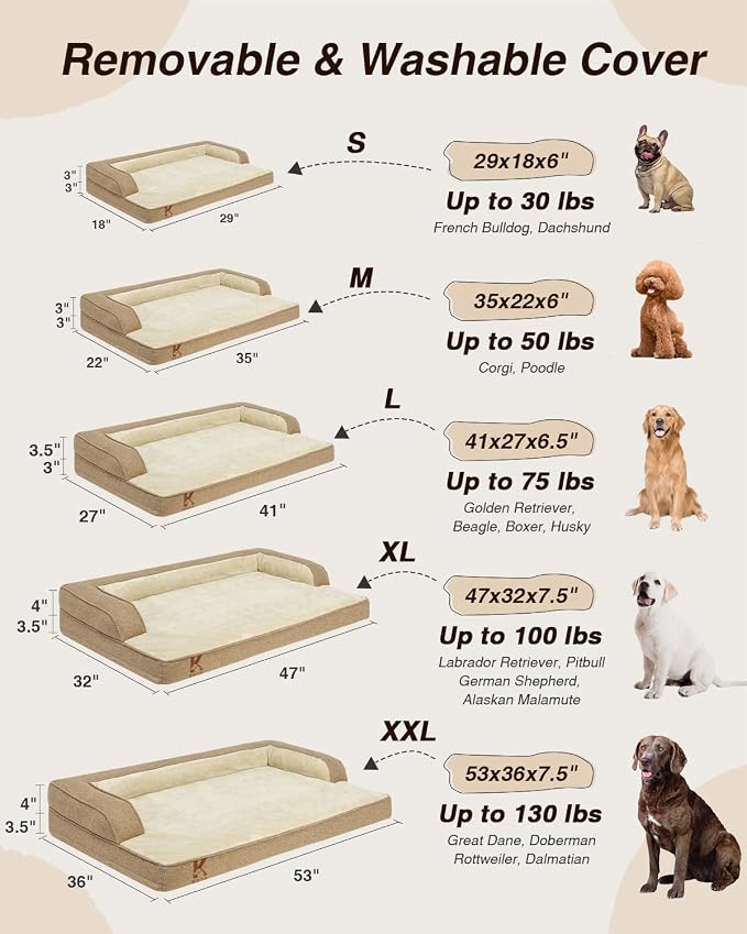 KSIIA Washable Dog Bed Medium Size Senior Dog, Orthopedic Warm Soft Pets Sofa - Image 7