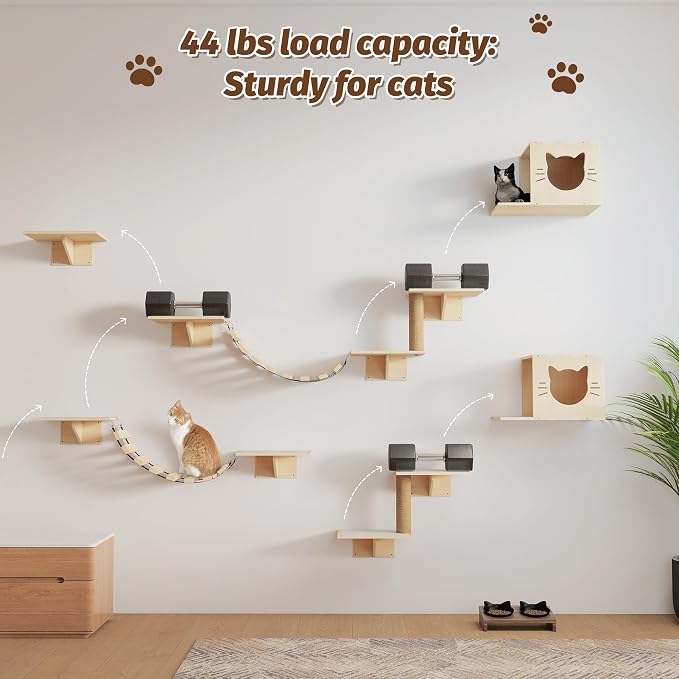 12-Pc Cat Wall Shelves, Cat Wall Furniture Set - Image 5