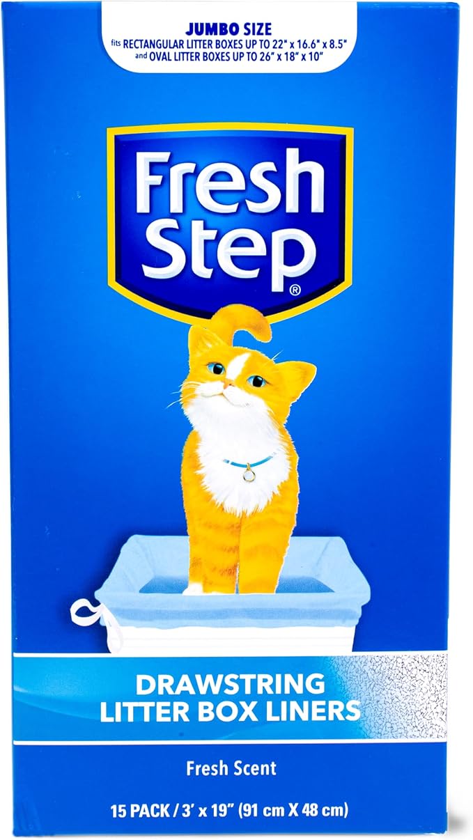 Fresh Step Jumbo Drawstring Cat Litter Box Liners, Scented Heavy Duty Kitty - Image 2