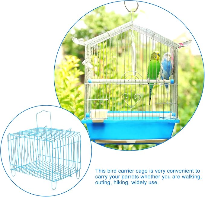 Kisangel Metal Bird Travel Cage Small Bird Cage Portable Carrier Storage s - Image 3