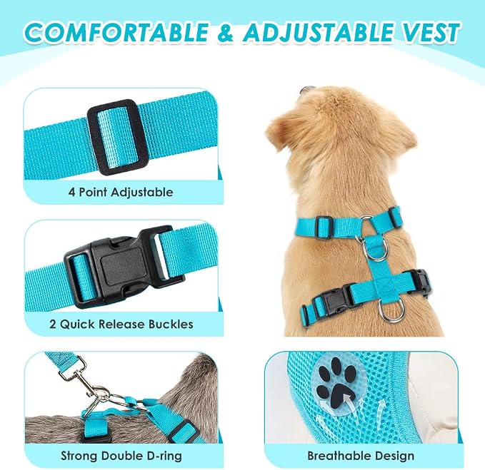 SlowTon Dog Seat Belt Harness for Car, Dog Car Harness Adjustable Mesh - Image 5