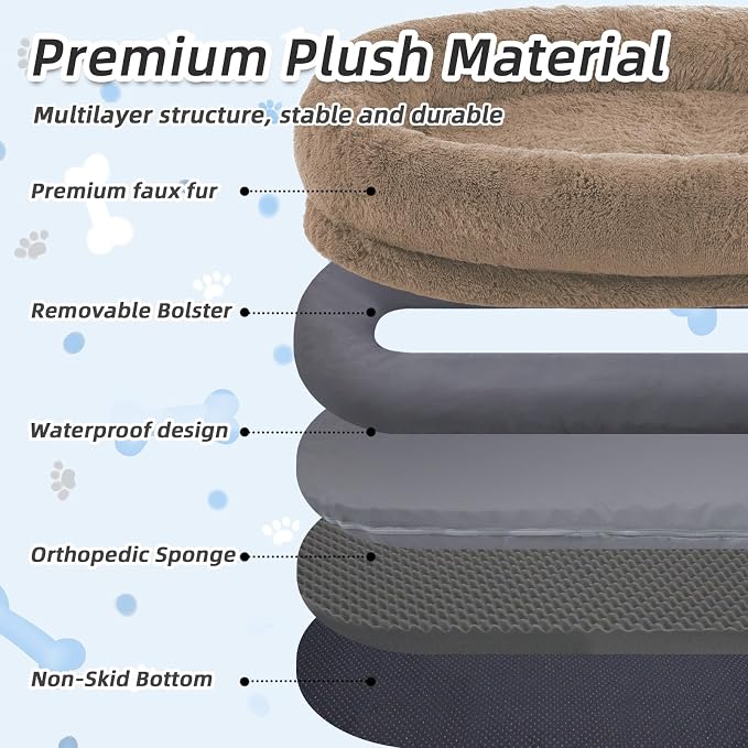 Human Dog Bed, Large Dog Beds for Humans Size Fits You and Pets, Washable Faux - Image 4