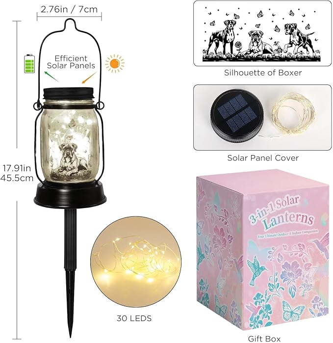kyoryuger Boxer Dog Gifts for Women/Men Boxer Dog Lovers Solar Lantern Mom - Image 7