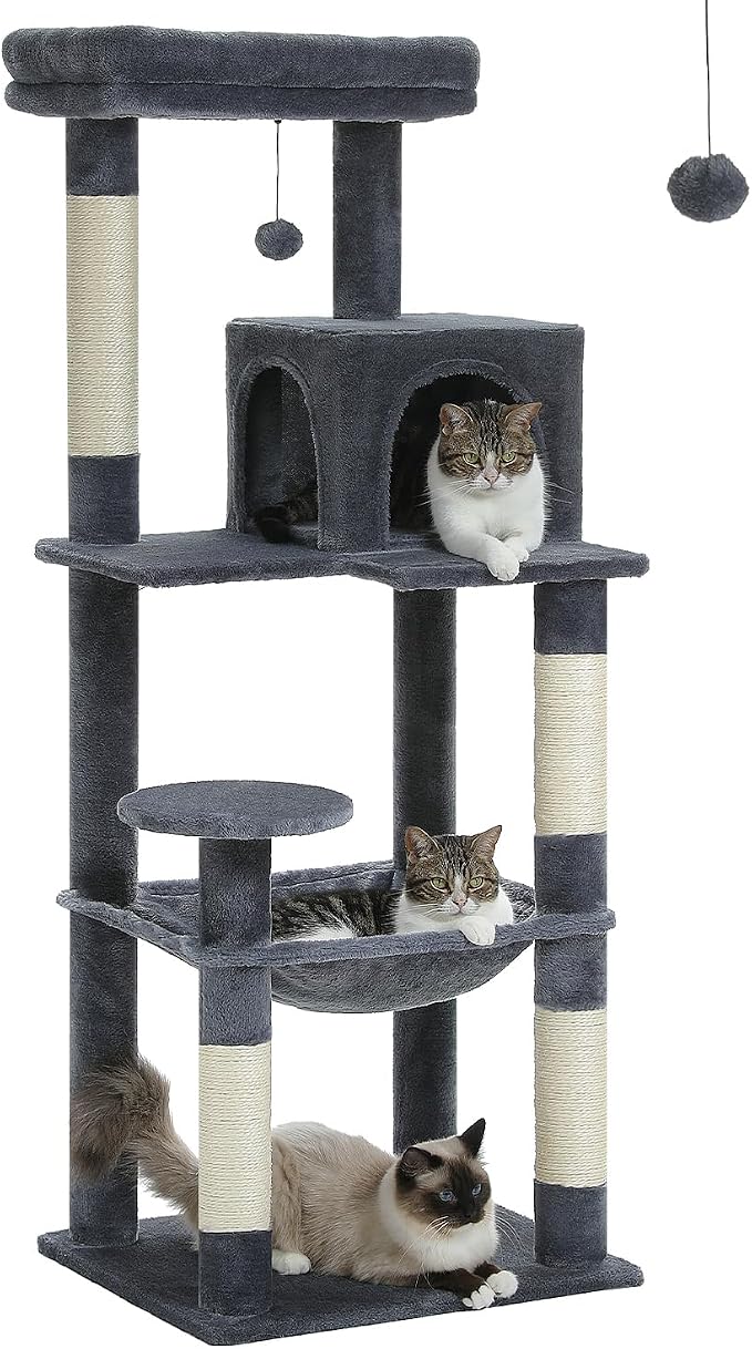 Cat Tree for Large Cats with Metal Plush Big Hammock, 56.3" Cat Tower for by MUTTROS