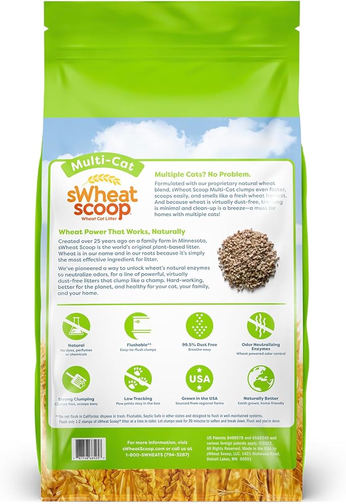 sWheat Scoop Natural Wheat Multi-Cat Litter, Superior Clumping - Image 2