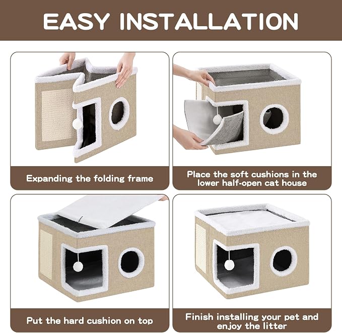 Cat Beds for Indoor Cats Houses, Large Cat Cave - Image 6
