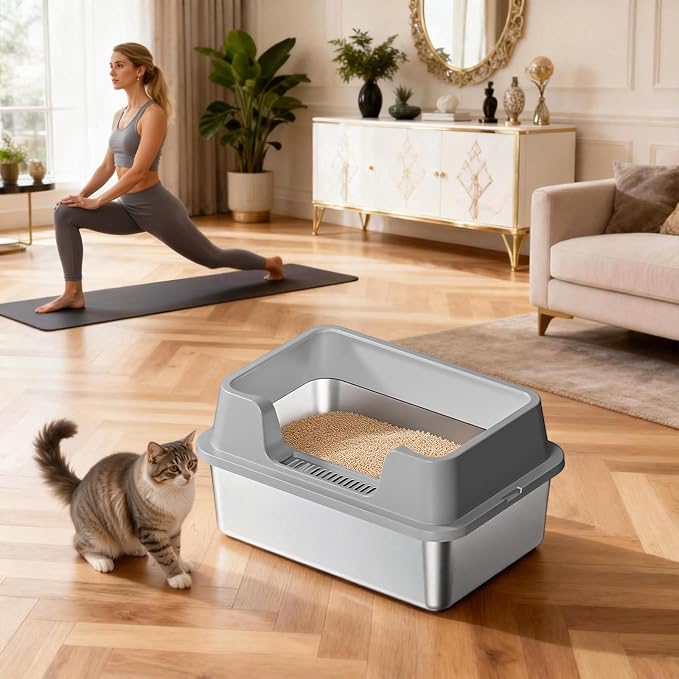 Stainless Steel Litter Box, XL Enclosed Cat Litter Boxes - Image 7