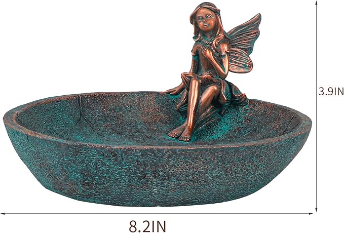 JUNIQUTE Vintage Angels Statue Bird Feeder, Fairy Garden Bird Bath - Image 2