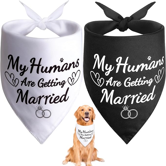 SZEE 2 Pack My Humans are Getting Married Dog Bandanas, Wedding or Engagement by SZEE