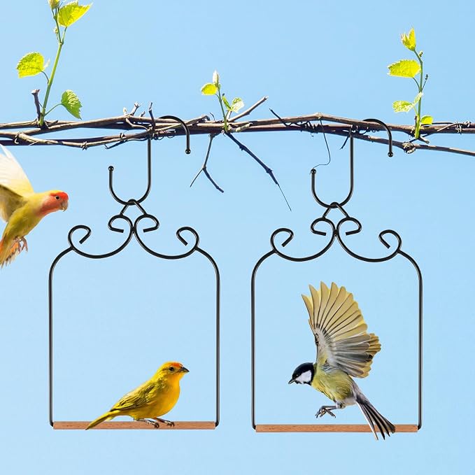 2 Pack Hummingbird Swings and Perches, Metal Frame Bird Swing - Image 6