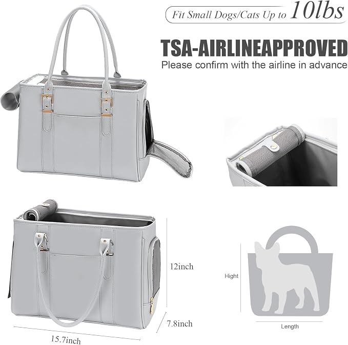 Fashion Pet Carrier Dog Purse Cat Bag Soft-Sided Carriers Travel Airline - Image 2