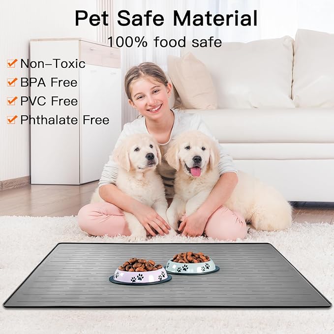 48" x 32" XXXL Largest Pet Food Mat, Silicone Dog Mats - Image 4