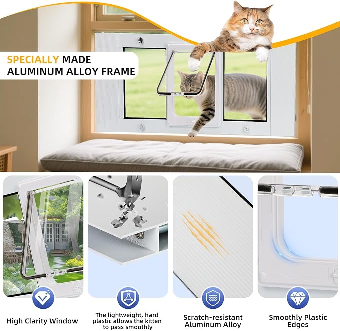 Full Size Cat Door Window Insert, fits 23'‘-28’' Various Sliding Windows - Image 4