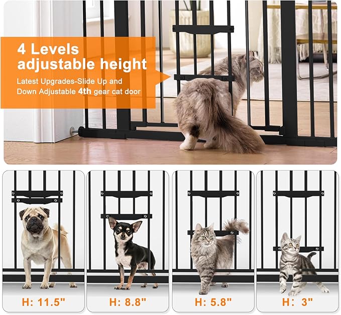 FURTIME 29"-41" Baby Gate with Cat Door Adjustable, Auto Close Dog Gate - Image 2