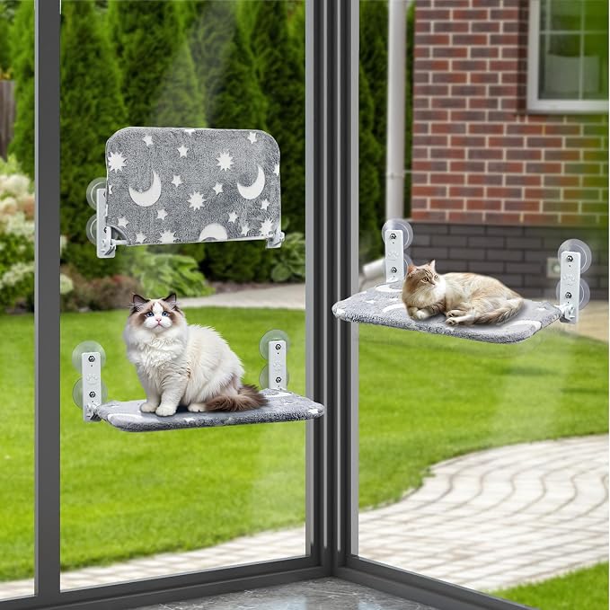 Cat Window Perch, Cordless Foldable Pet Hammock Bed Glow in The Dark, Glowing - Image 7