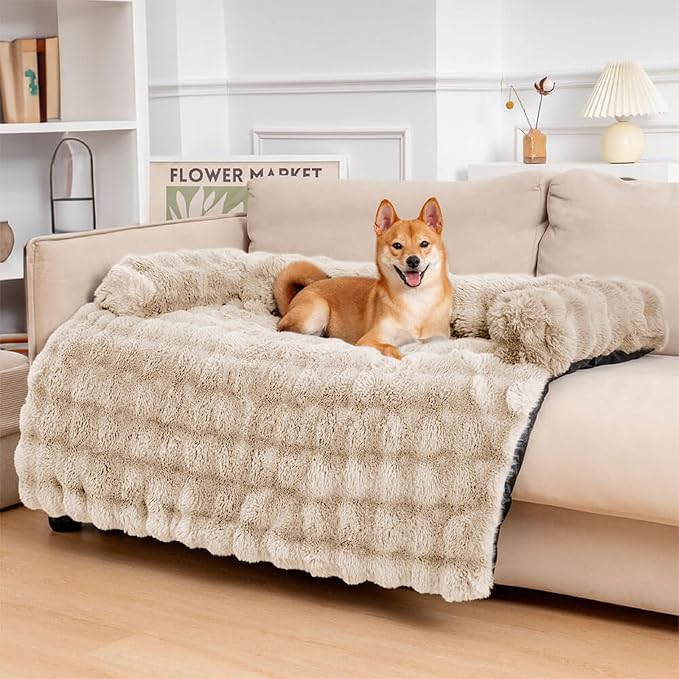 FUNNY FUZZY Pet Fluffy Plush Calming Dog Couch Bed Sofa Protector Washable Pets by FUNNYFUZZY