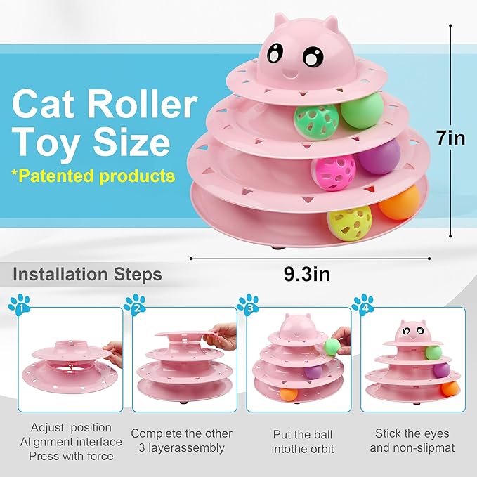 UPSKY 24 PCS Cat Toys, 3-Level Turntable Kitten Toys Set, Interactive Cat - Image 2