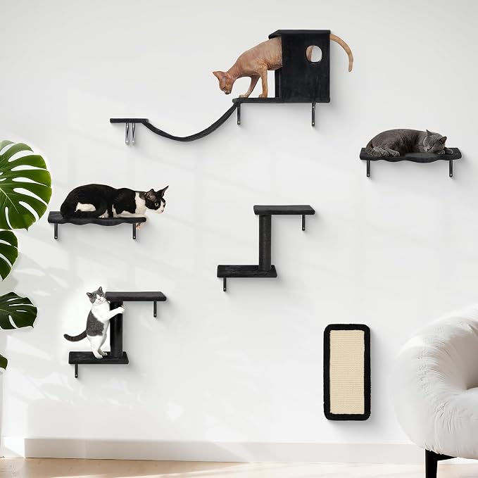 6-in-1 Cat Wall Shelves, Wall-Mounted Cat Furniture by Meecal