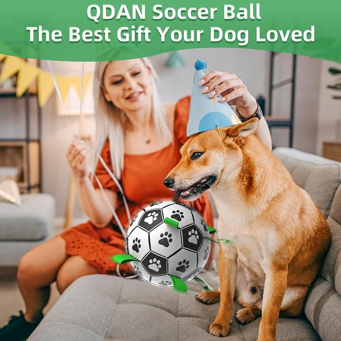 QDAN Dog Soccer Balls Toy with Bell Inside, Outdoor Interactive Toys - Image 2