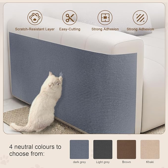 Eunice Cat Scratching Mat, Self-Adhesive Cat Scratch Carpet, Trimmable - Image 3