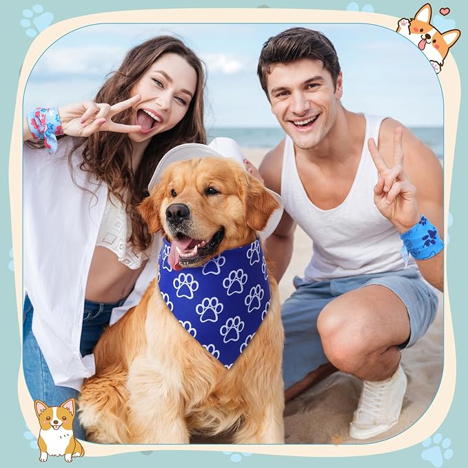 50 Pcs Blue Paw Print Dog Bandanas Bulk Animal Footprint Bandanas - Image 6