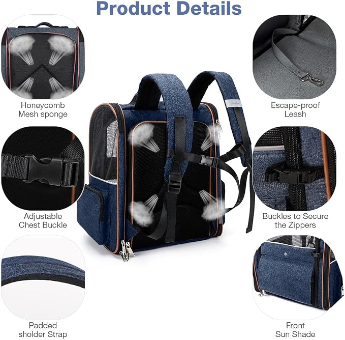 Lekebobor Large Cat Backpack Carrier Expandable Pet Carrier Backpack - Image 4