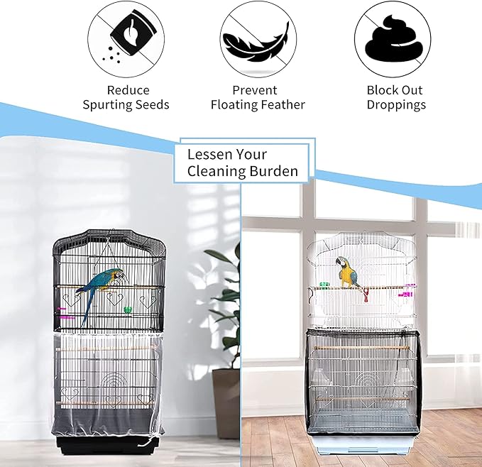 Universal Bird Cage Seed Catcher, Seed Catcher Guard Net Cover, Parrot Nylon - Image 3